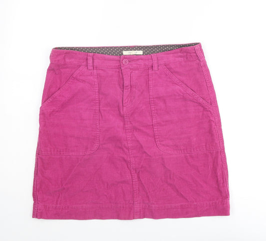 White Stuff Womens Pink Cotton A-Line Skirt Size 12 Zip