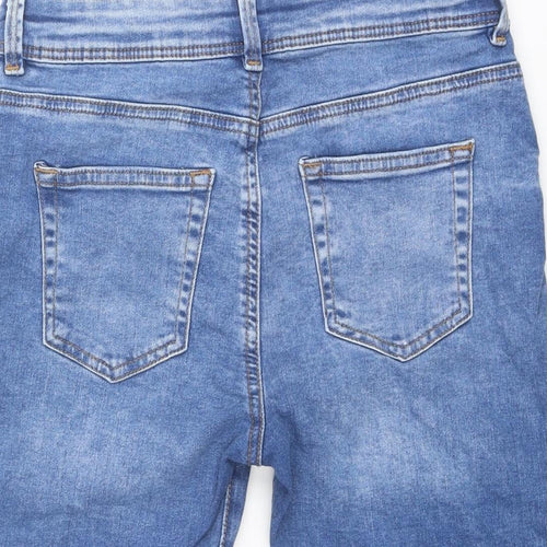 Denim & Co. Boys Beige Cotton Bermuda Shorts Size 13-14 Years Regular Zip - Distressed Look