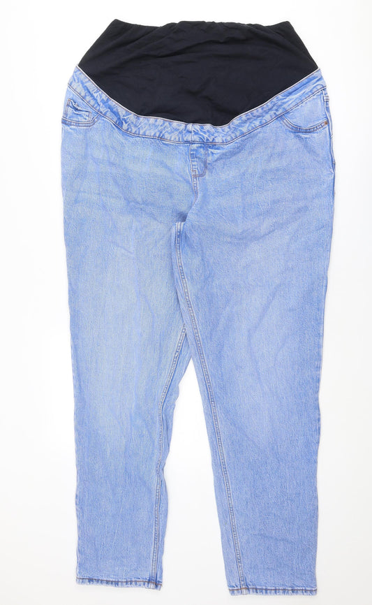 New Look Womens Blue Cotton Straight Jeans Size 18 Regular