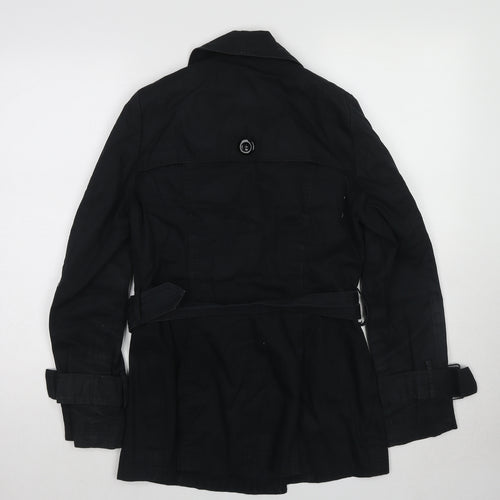 Warehouse Womens Black Paisley Pea Coat Coat Size 10 Button
