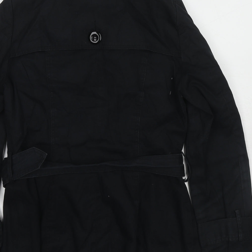 Warehouse Womens Black Paisley Pea Coat Coat Size 10 Button
