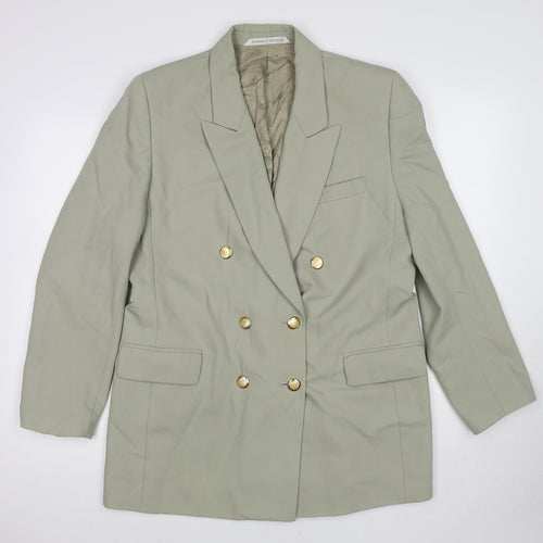 Marks and Spencer Womens Green Wool Jacket Suit Jacket Size 16
