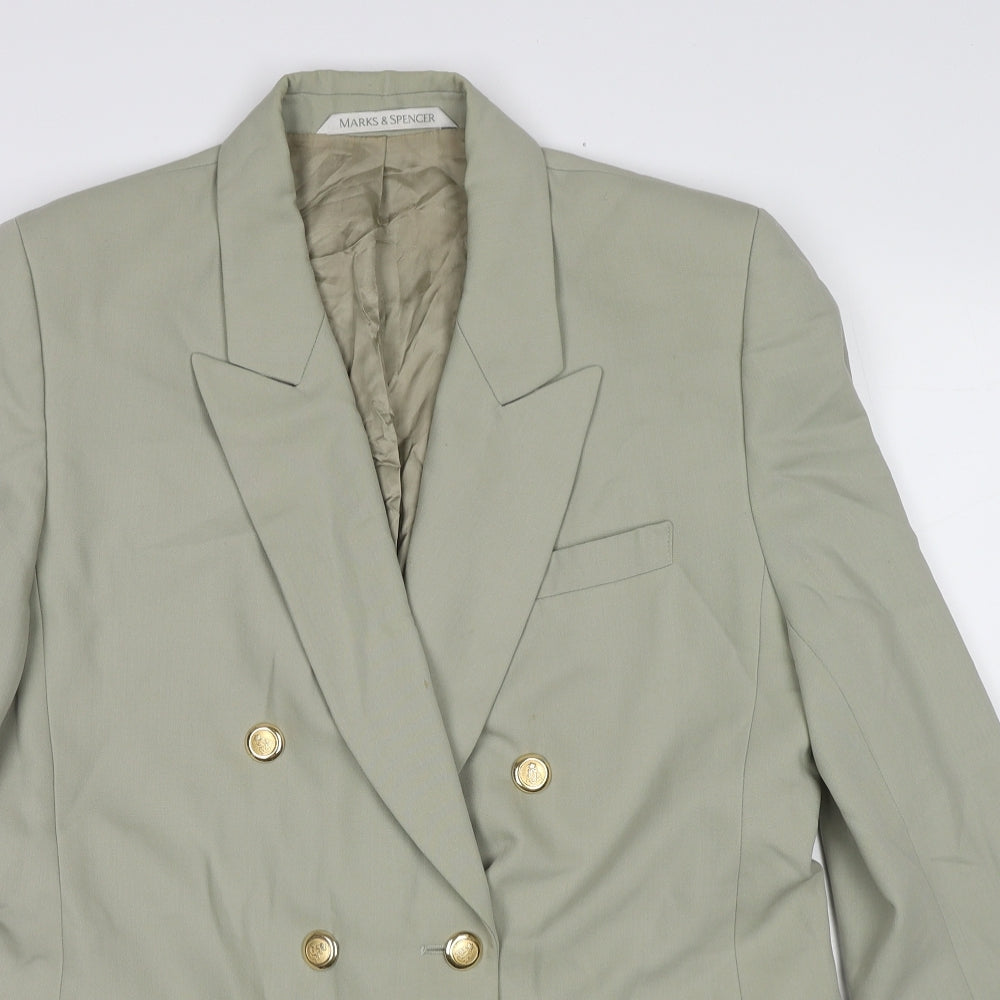 Marks and Spencer Womens Green Wool Jacket Suit Jacket Size 16