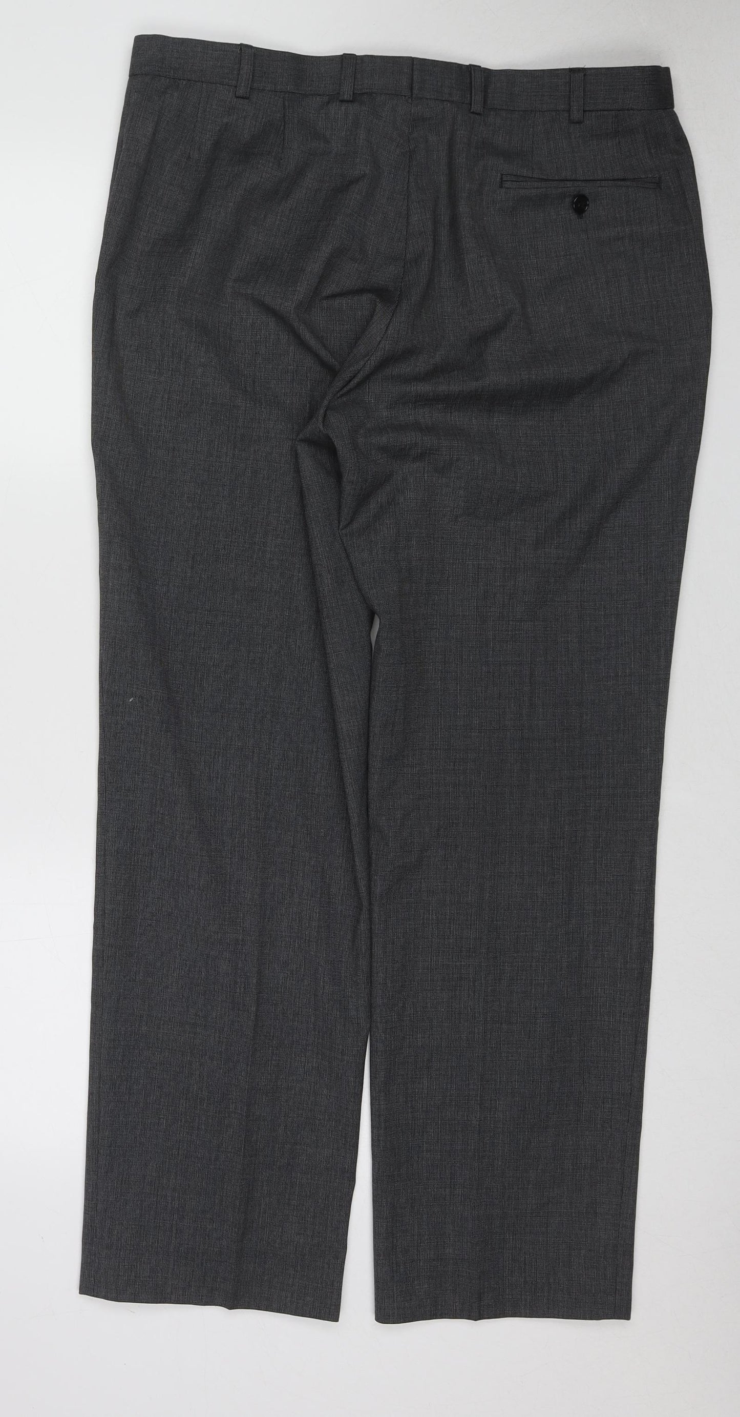 Marks and Spencer Mens Grey Polyester Trousers Size 36 in L31 in Regular Zip