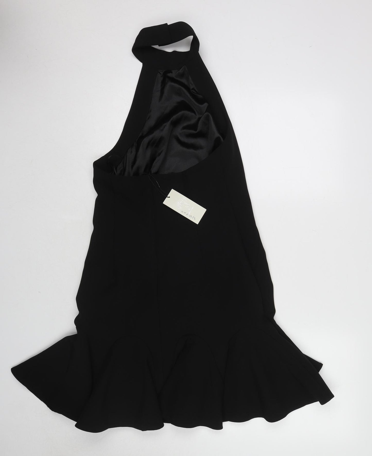 Abbey Clancy Womens Black Polyester Skater Dress Size 12 Halter Zip