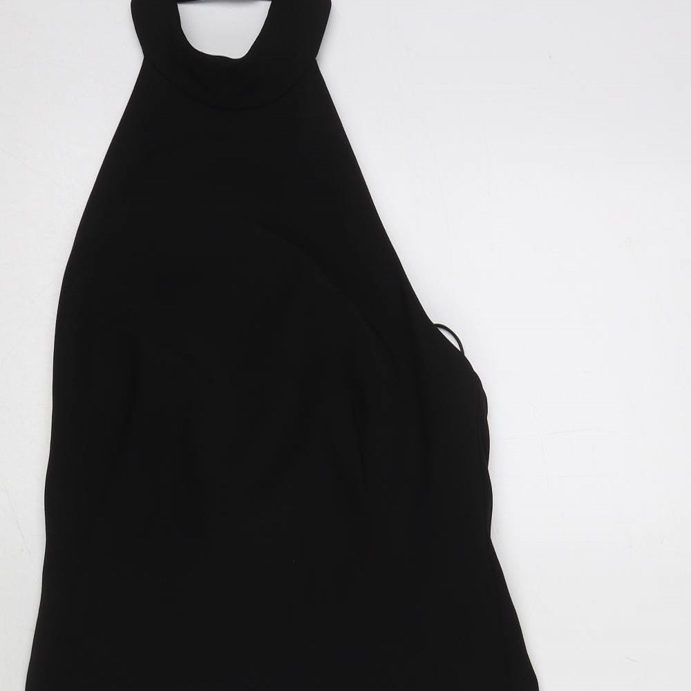 Abbey Clancy Womens Black Polyester Skater Dress Size 12 Halter Zip
