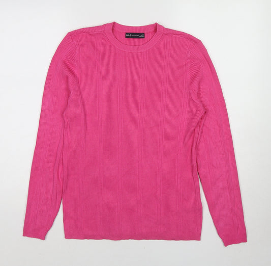 Marks and Spencer Womens Pink Round Neck Viscose Pullover Jumper Size 16