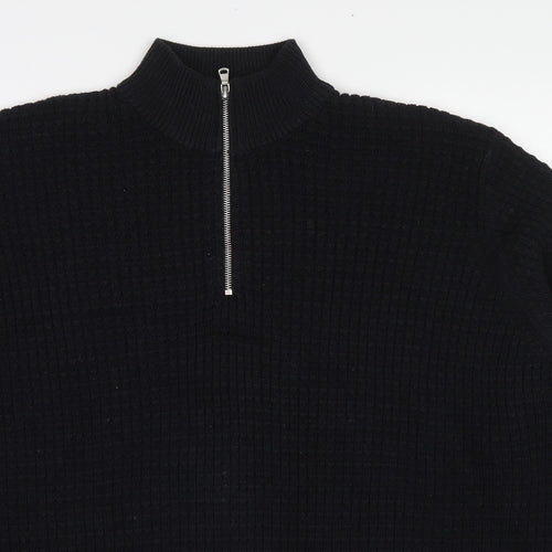 Burton Mens Black High Neck Cotton Pullover Jumper Size XL Long Sleeve