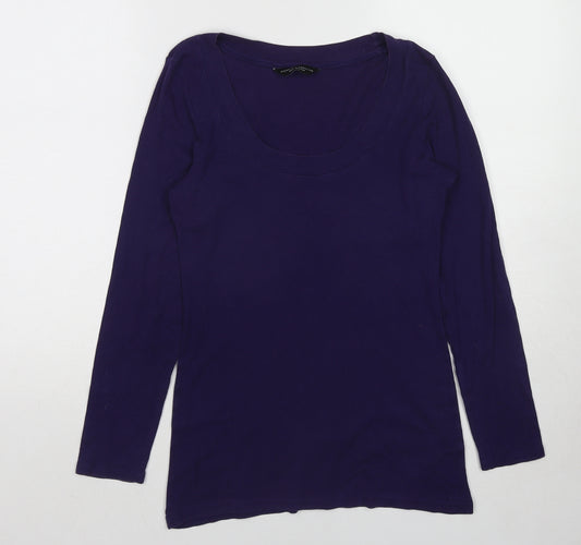 Dorothy Perkins Womens Purple Cotton Basic T-Shirt Size 14 Round Neck