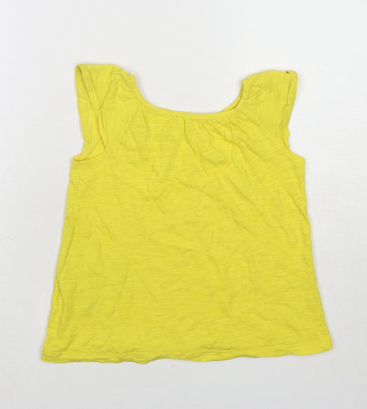 Marks and Spencer Girls Yellow Cotton Basic T-Shirt Size 4-5 Years Round Neck Pullover