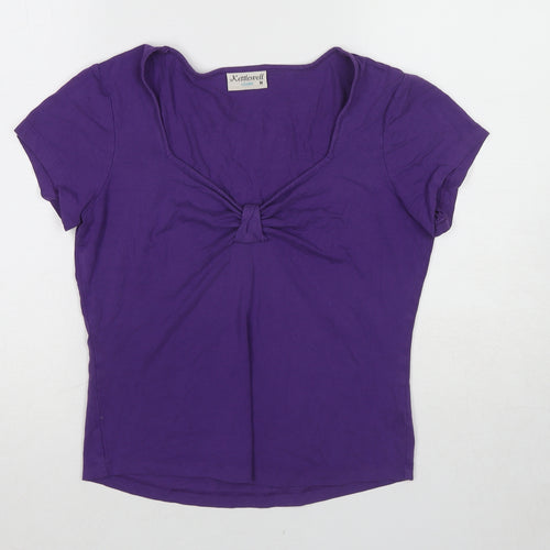 Kettlewell Womens Purple Polyester Basic Blouse Size M V-Neck