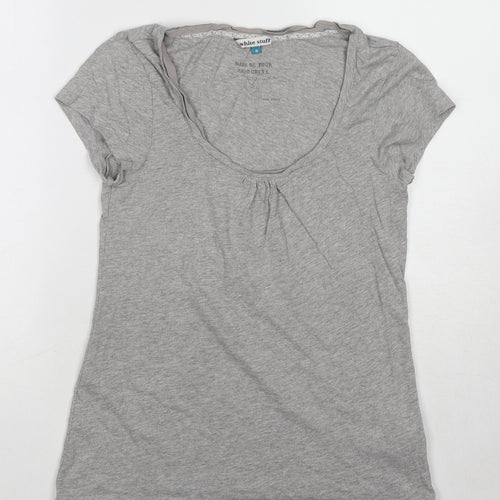 White Stuff Womens Grey Cotton Basic T-Shirt Size 8 Round Neck