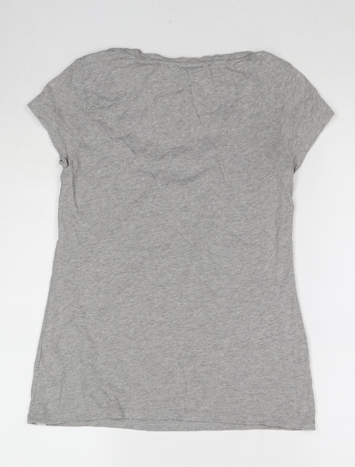 White Stuff Womens Grey Cotton Basic T-Shirt Size 8 Round Neck