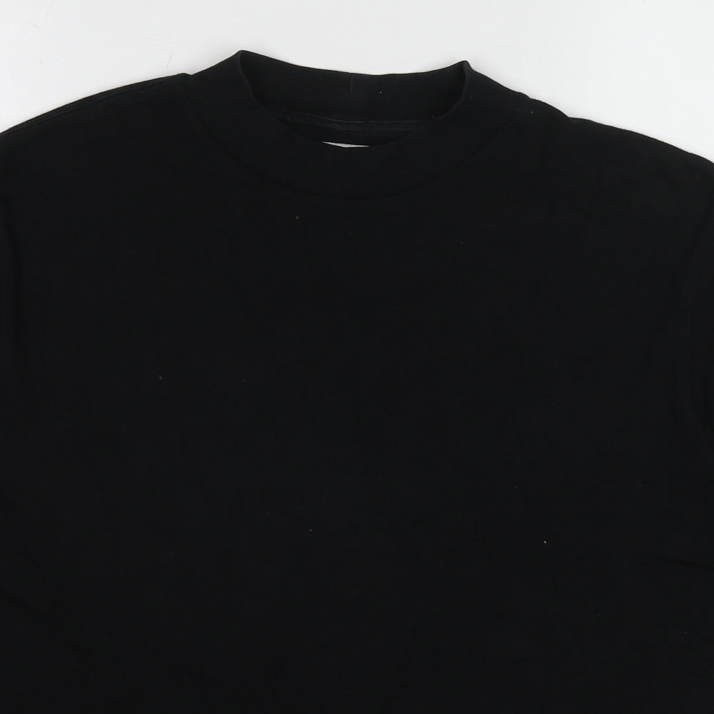 Topshop Mens Black Cotton T-Shirt Size L Round Neck