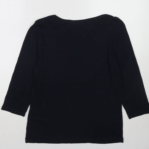 Bonmarché Womens Blue Cotton Basic Blouse Size 14 Round Neck - Christmas