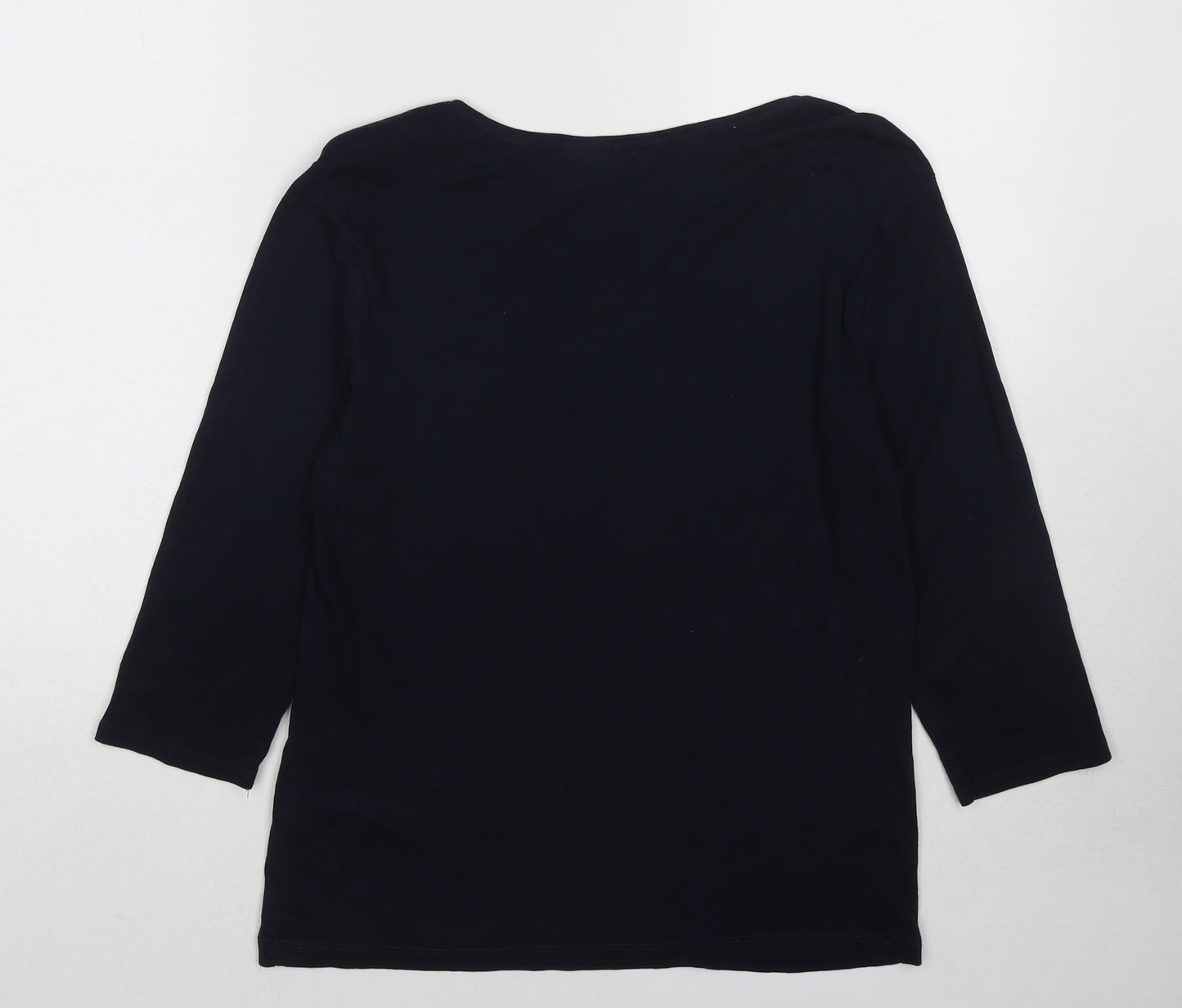 Bonmarché Womens Blue Cotton Basic Blouse Size 14 Round Neck - Christmas