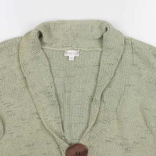 Phase Eight Womens Green V-Neck Cotton Cardigan Jumper Size 14