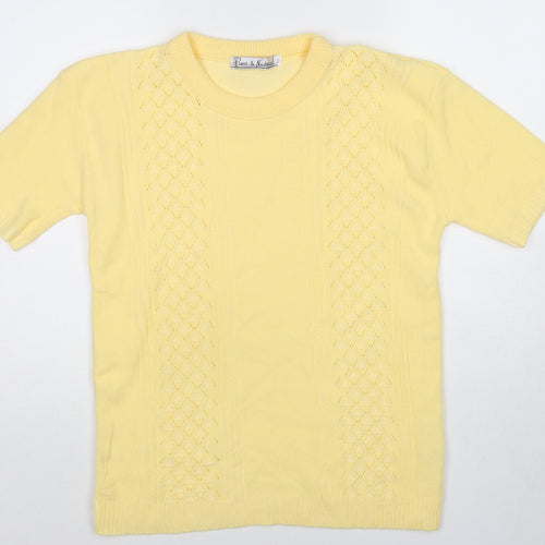 Pure & Natural Womens Yellow Round Neck Acrylic Pullover Jumper Size M - Size M-L