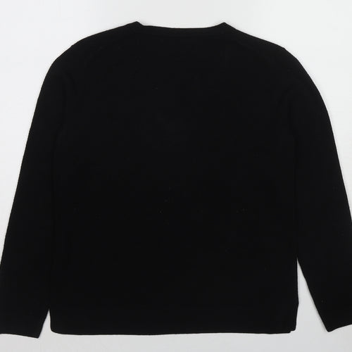 Marks and Spencer Womens Black V-Neck Acrylic Pullover Jumper Size 14