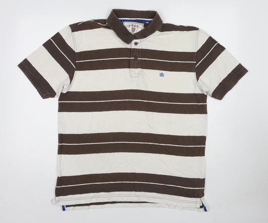 NEXT Mens Multicoloured Striped Cotton Polo Size XL Collared Pullover
