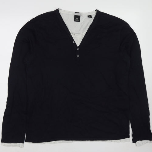 Scotch & Soda Mens Black Round Neck Cotton Pullover Jumper Size 2XL Long Sleeve