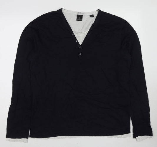 Scotch & Soda Mens Black Round Neck Cotton Pullover Jumper Size 2XL Long Sleeve
