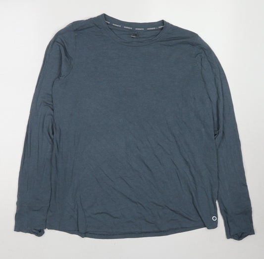 GOODMOVE Womens Blue Polyester Basic T-Shirt Size 16 Round Neck