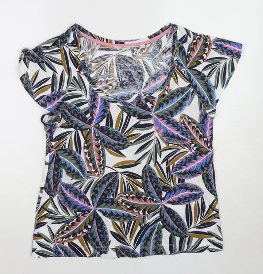 Boden Womens Multicoloured Geometric Cotton Basic T-Shirt Size 12 Scoop Neck