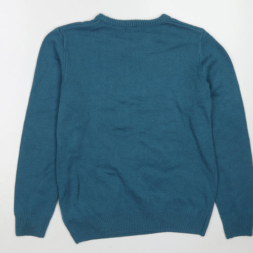 H&M Boys Blue Round Neck Acrylic Pullover Jumper Size 12-13 Years Pullover - Size 12-14 Just Chillin' Christmas