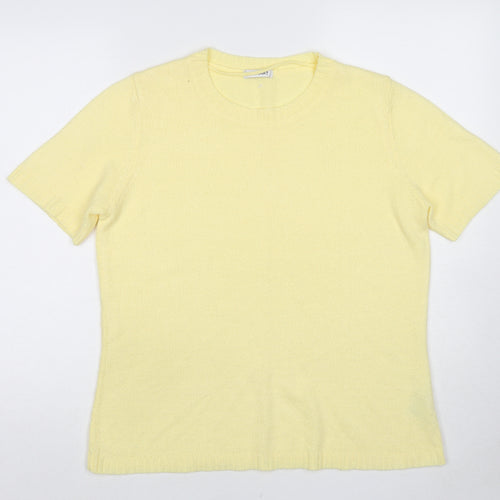 Damart Womens Yellow Round Neck Acrylic Pullover Jumper Size 14 - Size 14-16