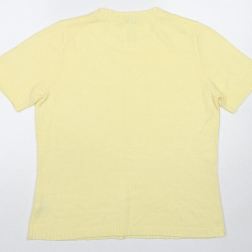 Damart Womens Yellow Round Neck Acrylic Pullover Jumper Size 14 - Size 14-16