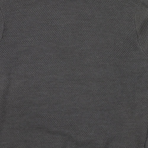 Cotton Traders Mens Grey High Neck Cotton Pullover Jumper Size M Long Sleeve