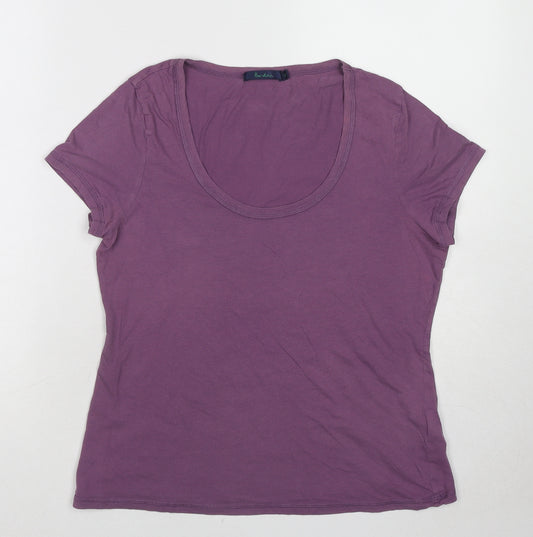 Boden Womens Purple Cotton Basic T-Shirt Size 12 Scoop Neck
