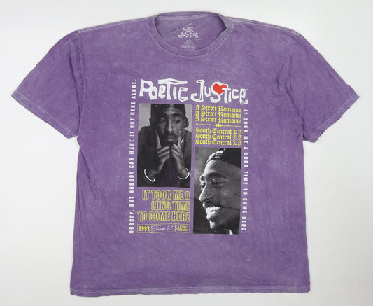 Philcos Womens Purple Cotton Basic T-Shirt Size M Round Neck - Poetic Justice