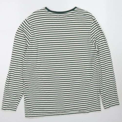 Shore Leave Womens Green Striped Cotton Pullover Sweatshirt Size L Pullover