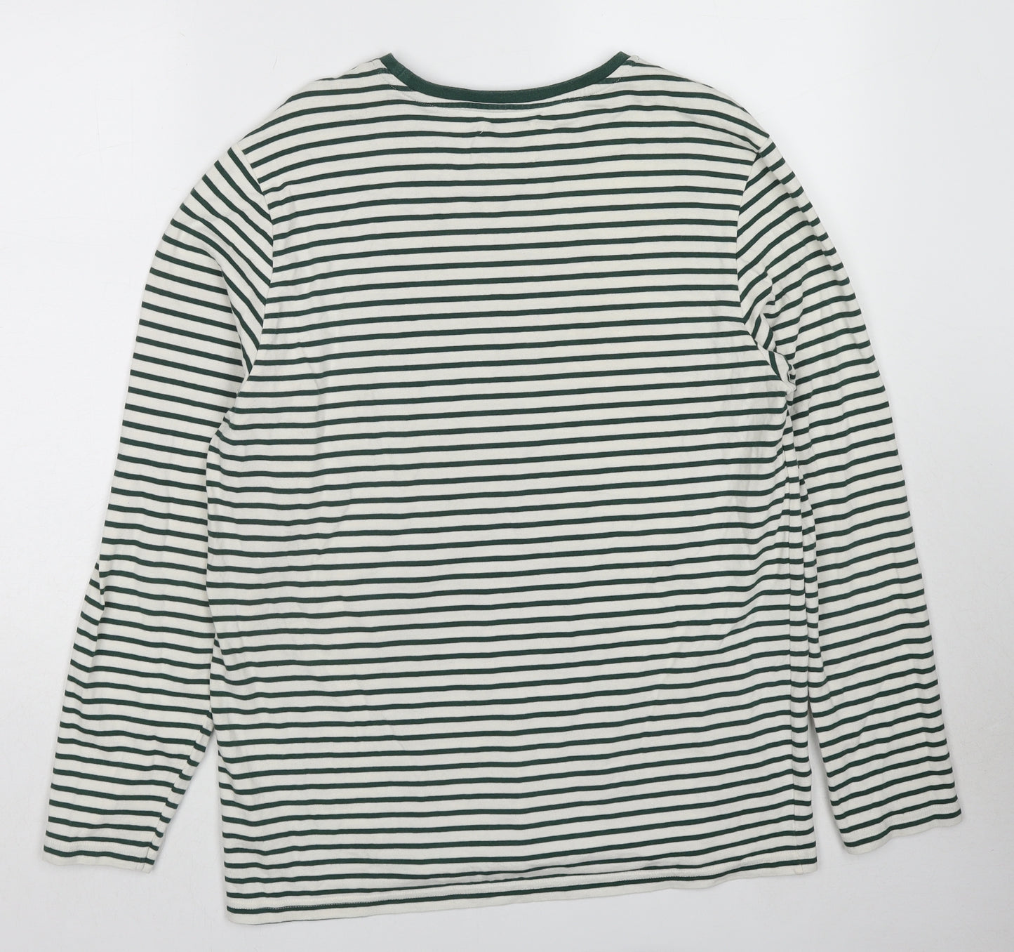 Shore Leave Womens Green Striped Cotton Pullover Sweatshirt Size L Pullover