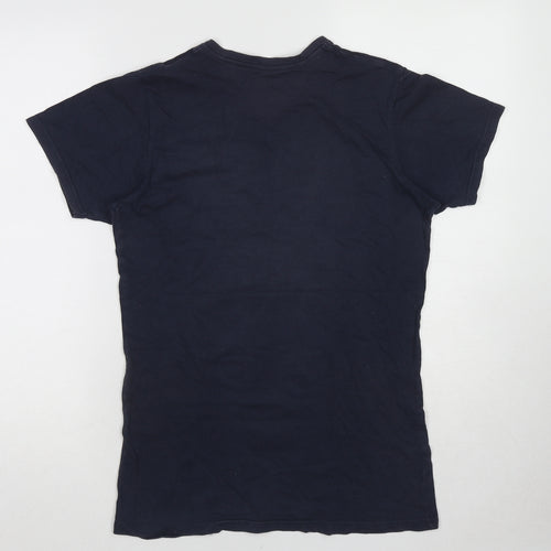 Style One Womens Blue Cotton Basic T-Shirt Size M V-Neck