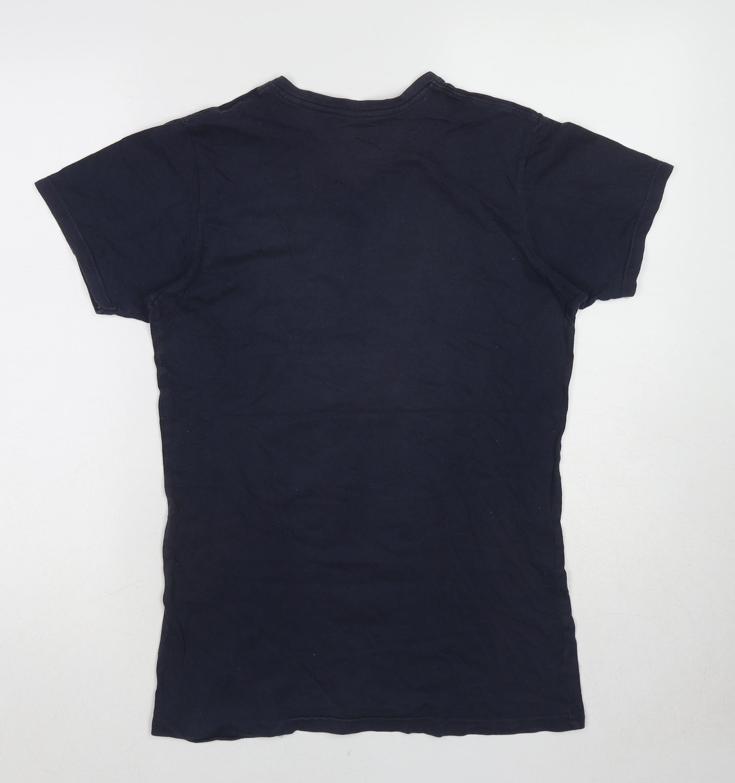 Style One Womens Blue Cotton Basic T-Shirt Size M V-Neck
