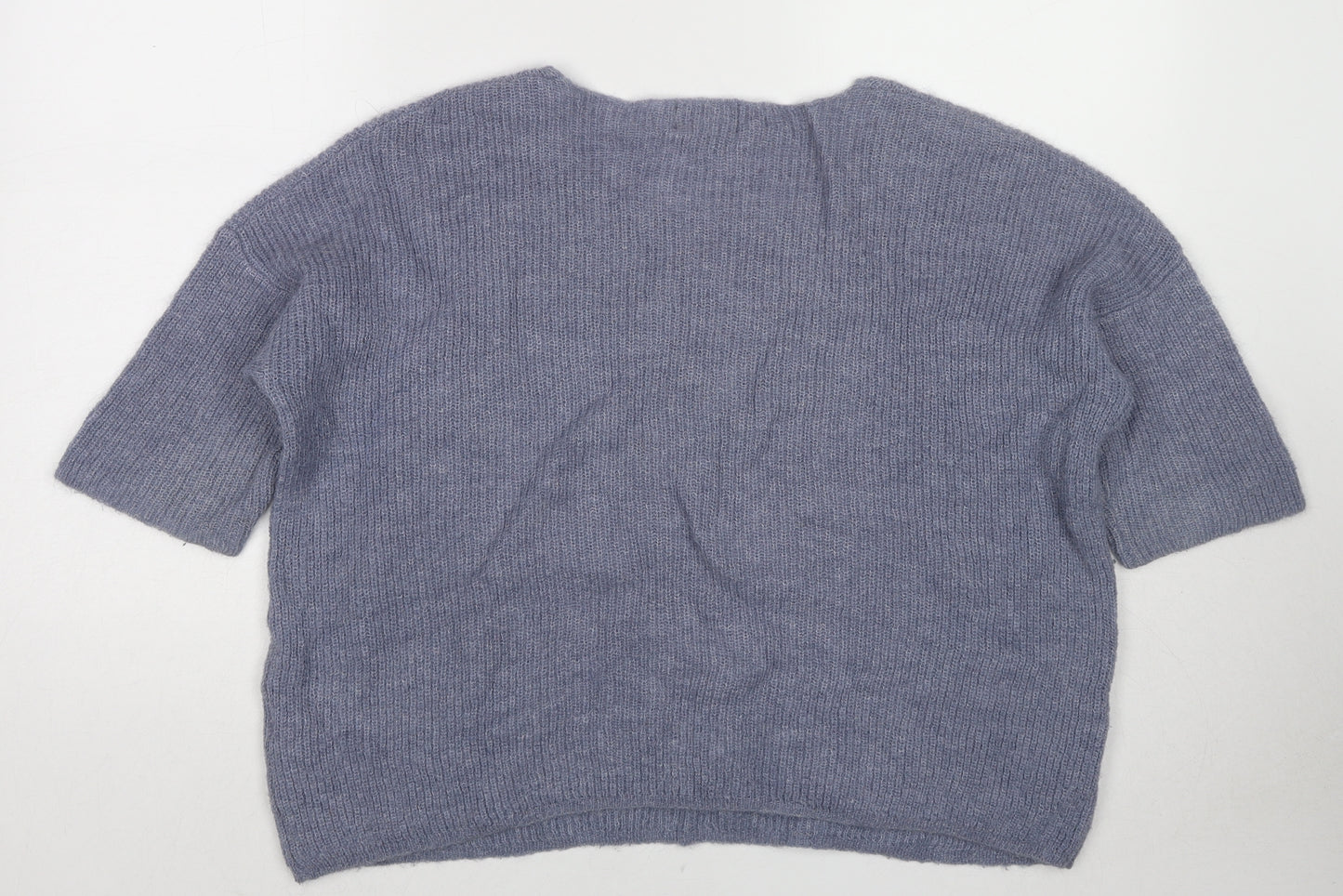 Soaked in Luxury Womens Blue Round Neck Alpaca Pullover Jumper Size S
