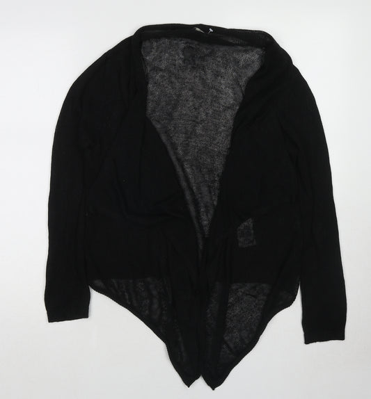 Minuet Womens Black V-Neck Linen Cardigan Jumper Size S