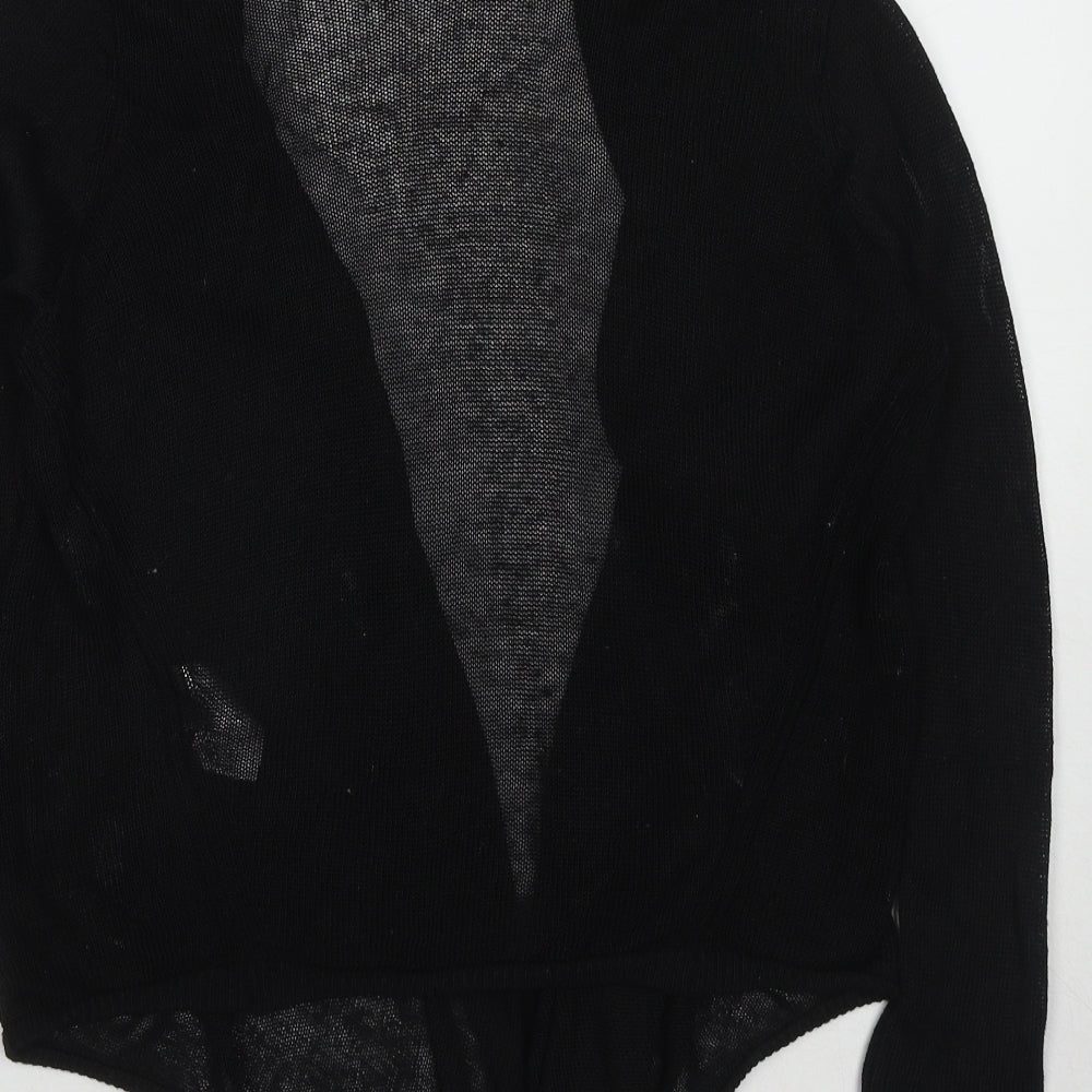 Minuet Womens Black V-Neck Linen Cardigan Jumper Size S