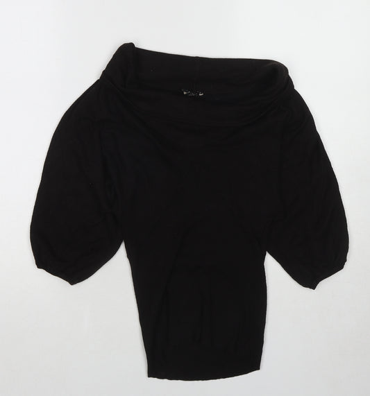 Topshop Womens Black Boat Neck Polyester Pullover Jumper Size 8