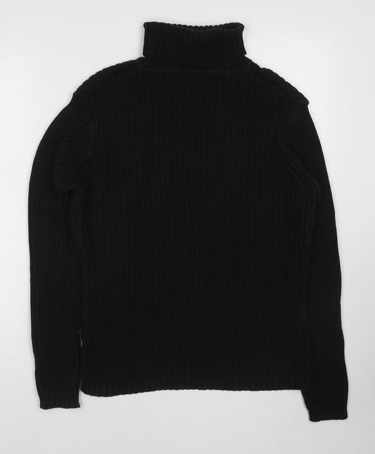Joie de Vivre Womens Black Roll Neck Cotton Pullover Jumper Size 16 - Size 16-18