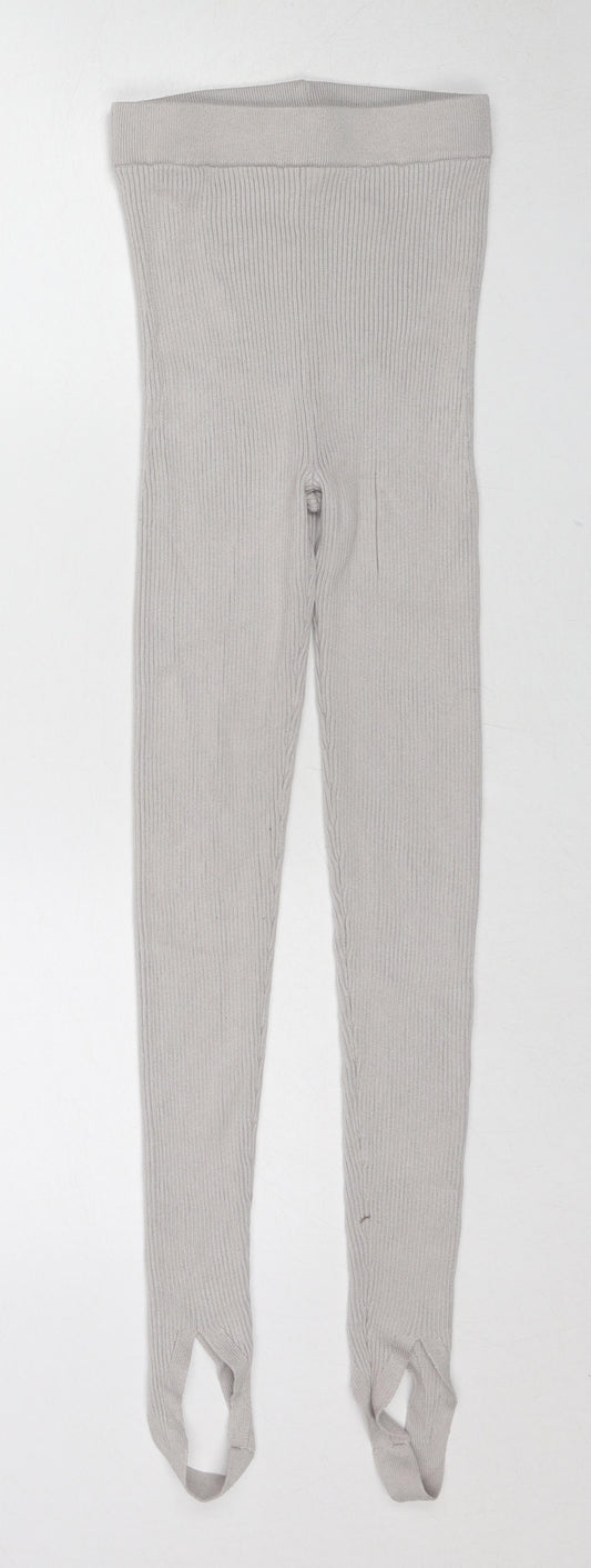 H&M Womens Beige Viscose Jogger Leggings Size XS - Stirrup Ribbed