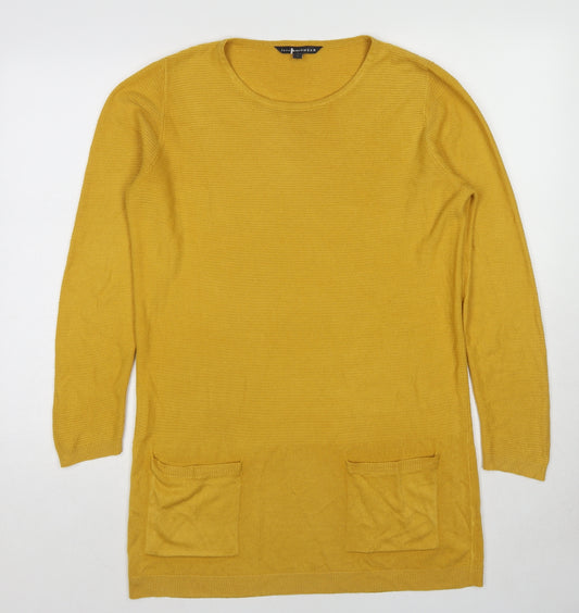 Love Knitwear Womens Yellow Round Neck Polyester Pullover Jumper Size 14