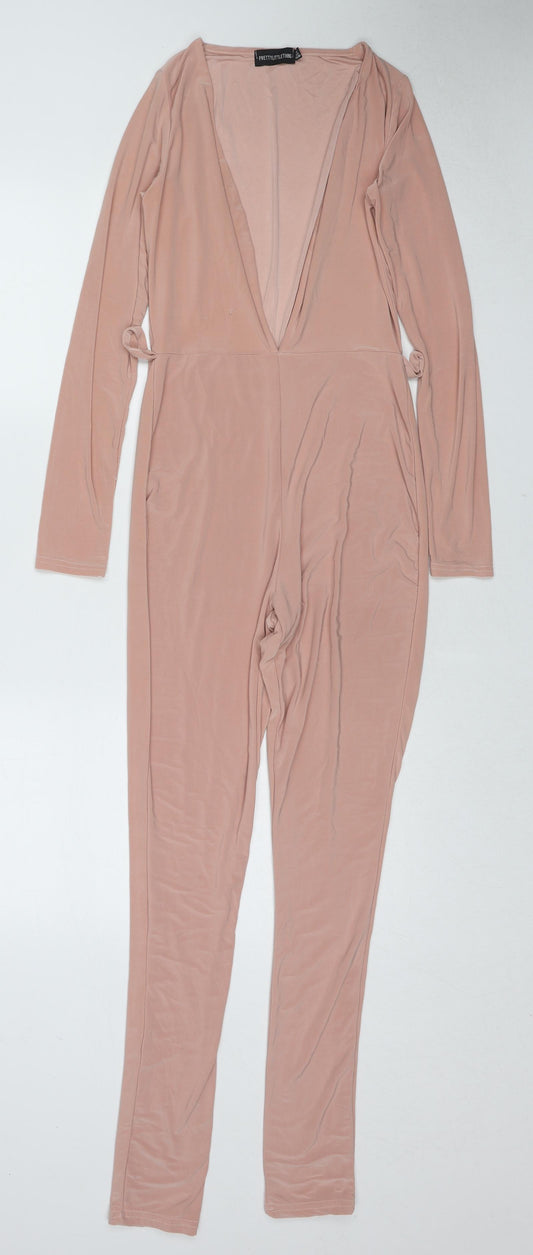 PRETTYLITTLETHING Womens Pink Viscose Jumpsuit One-Piece Size 8 Pullover