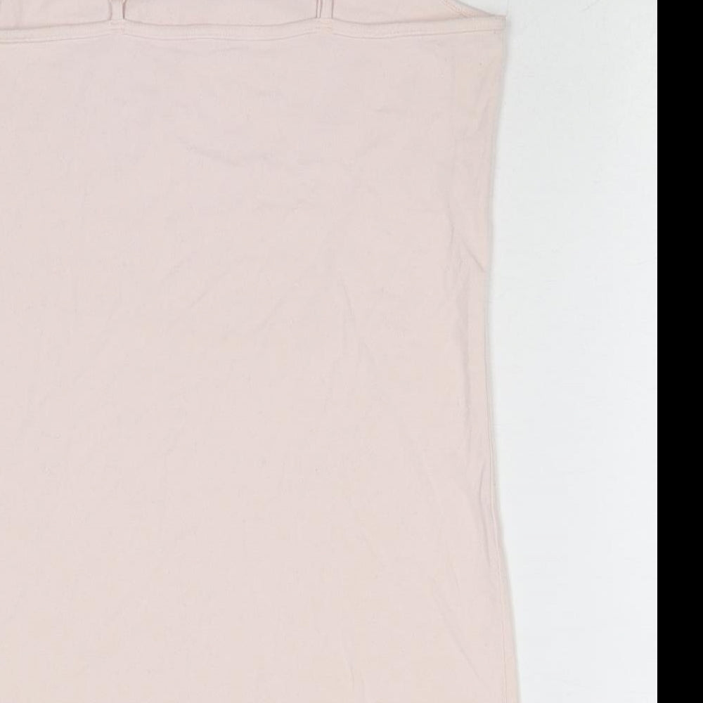 Marks and Spencer Womens Pink Cotton Basic Tank Size 10 Square Neck - Lace Detail