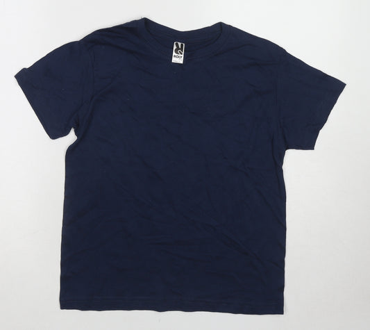 Roly Boys Blue Polyester Basic T-Shirt Size 9-10 Years Round Neck Zip
