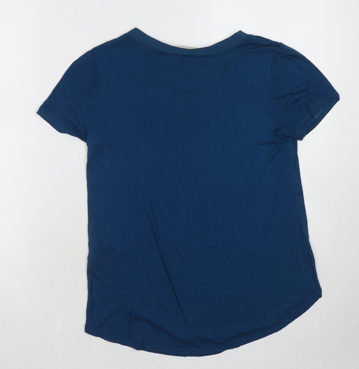 Oasis Womens Blue Viscose Basic T-Shirt Size S Round Neck