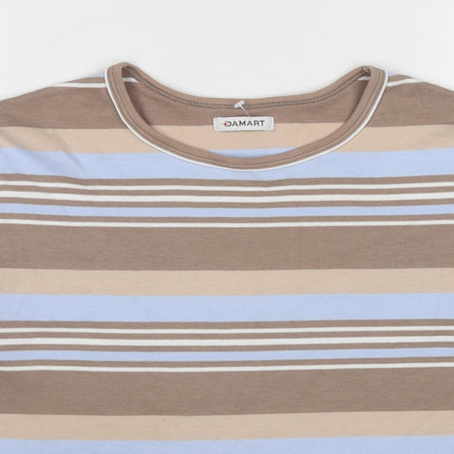 Damart Womens Multicoloured Striped Cotton Basic T-Shirt Size 14 Round Neck - Size 14-16